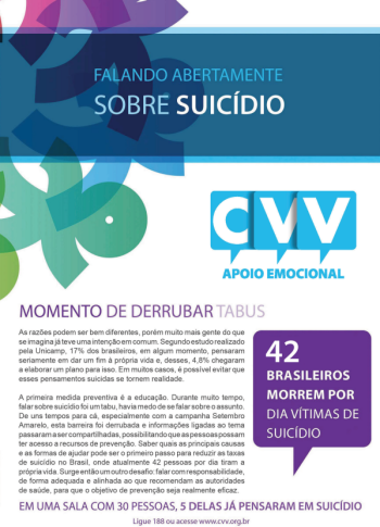 Cartilha Falando Abertamente sobre Suicídio.